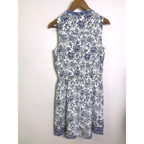 Madewell Silk Journey Shirtdress Blue White Porcelain Floral Print Women’s Sz S - Picture 5 of 5